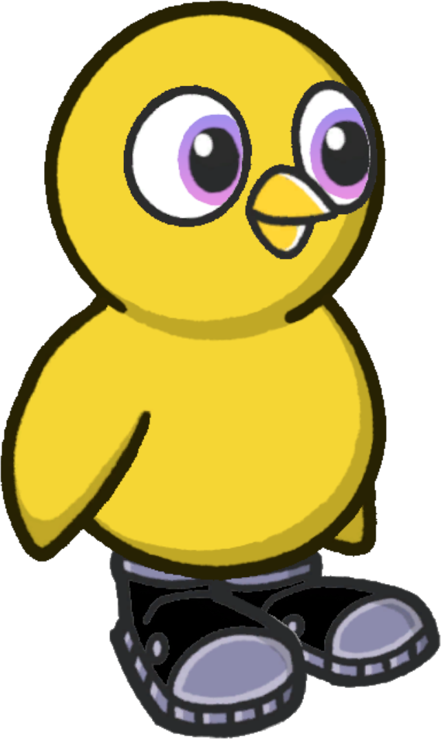 Side view of a yellow duck wearing Rocket boots