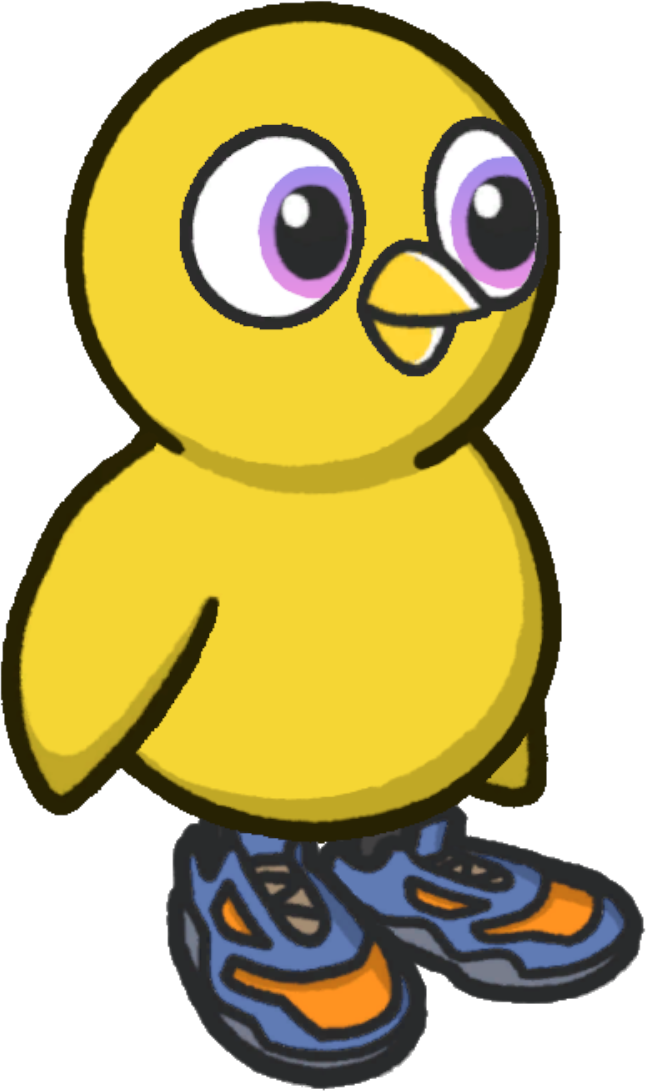 Trainers, colour option 2, on a yellow duck