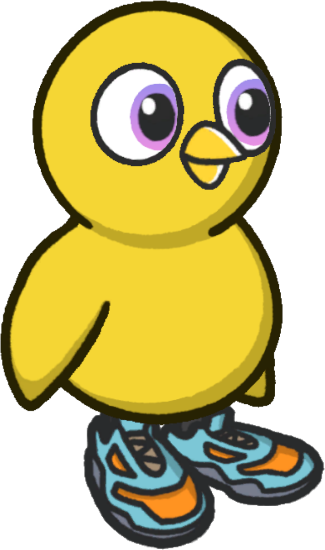 Trainers, colour option 3, on a yellow duck