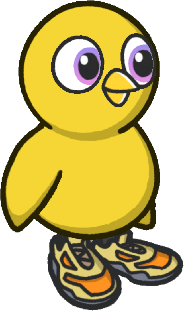 Trainers, colour option 6, on a yellow duck