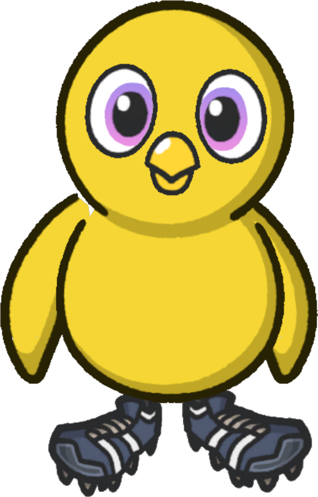 Front view of a yellow duck wearing Football boots