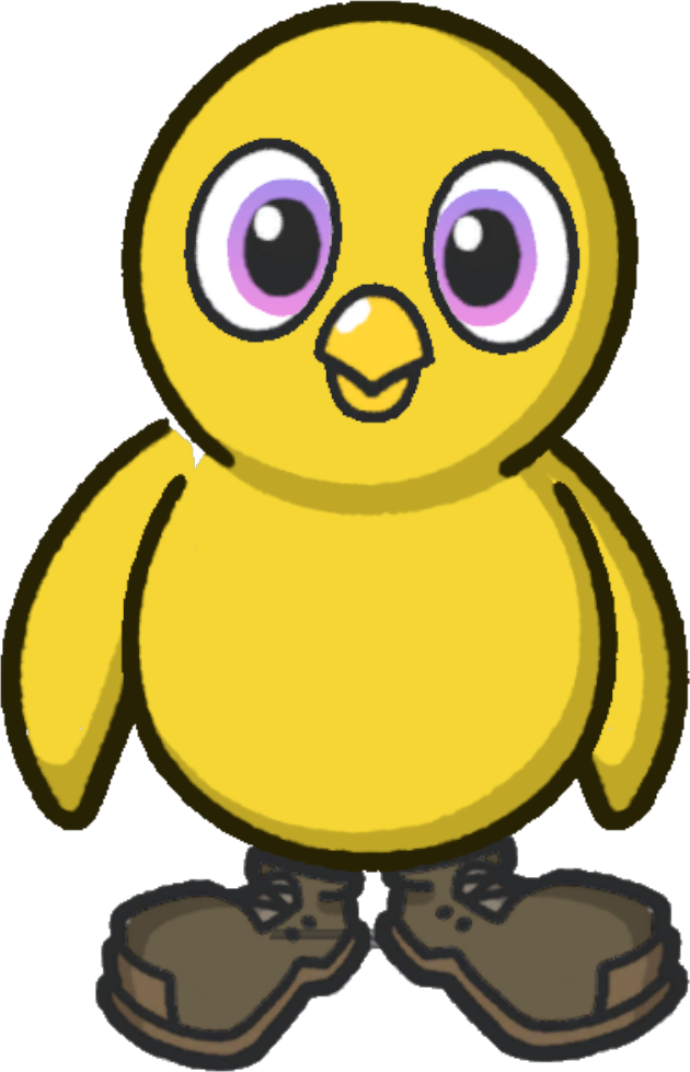 Front view of a yellow duck wearing Hiking boots