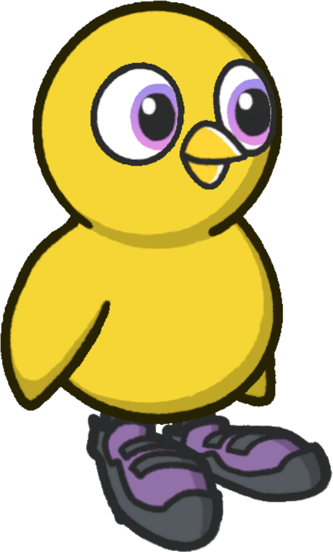Side view of a yellow duck wearing Climbing shoes