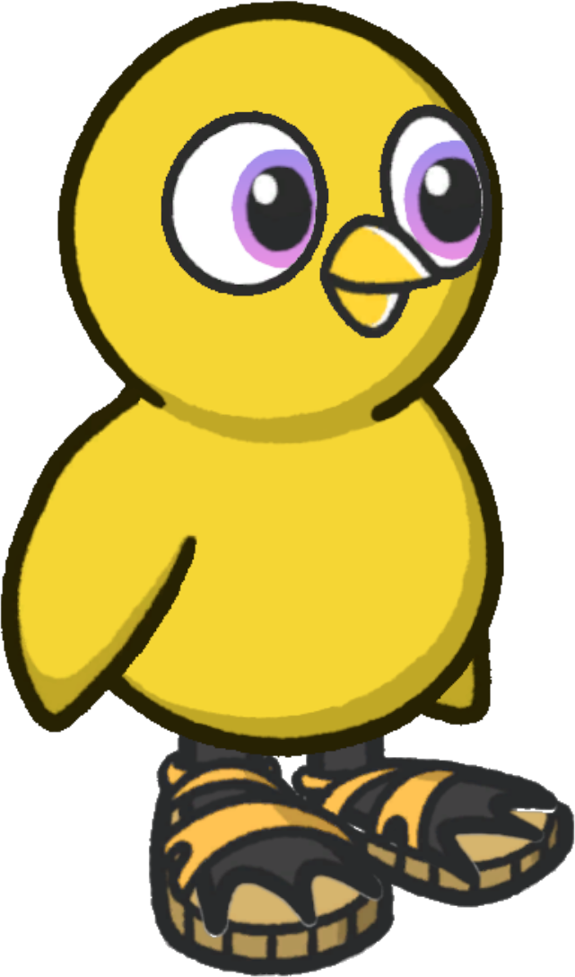 Sandals, colour option 2, on a yellow duck