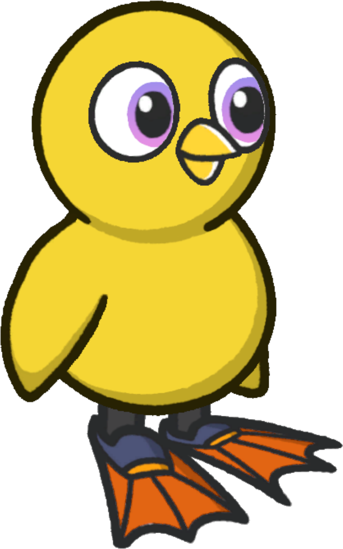 Flippers, colour option 4, on a yellow duck