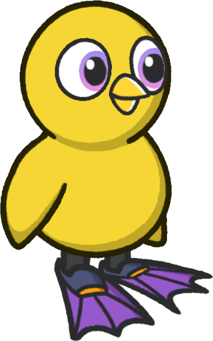 Flippers, colour option 5, on a yellow duck