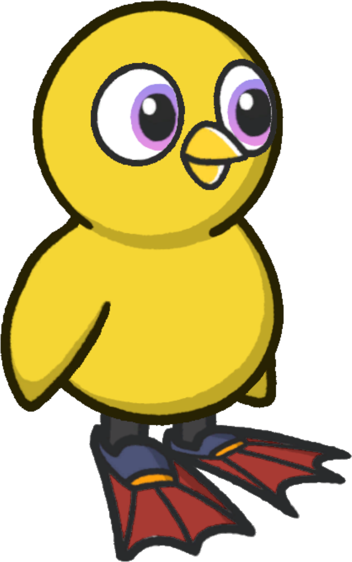 Flippers, colour option 6, on a yellow duck