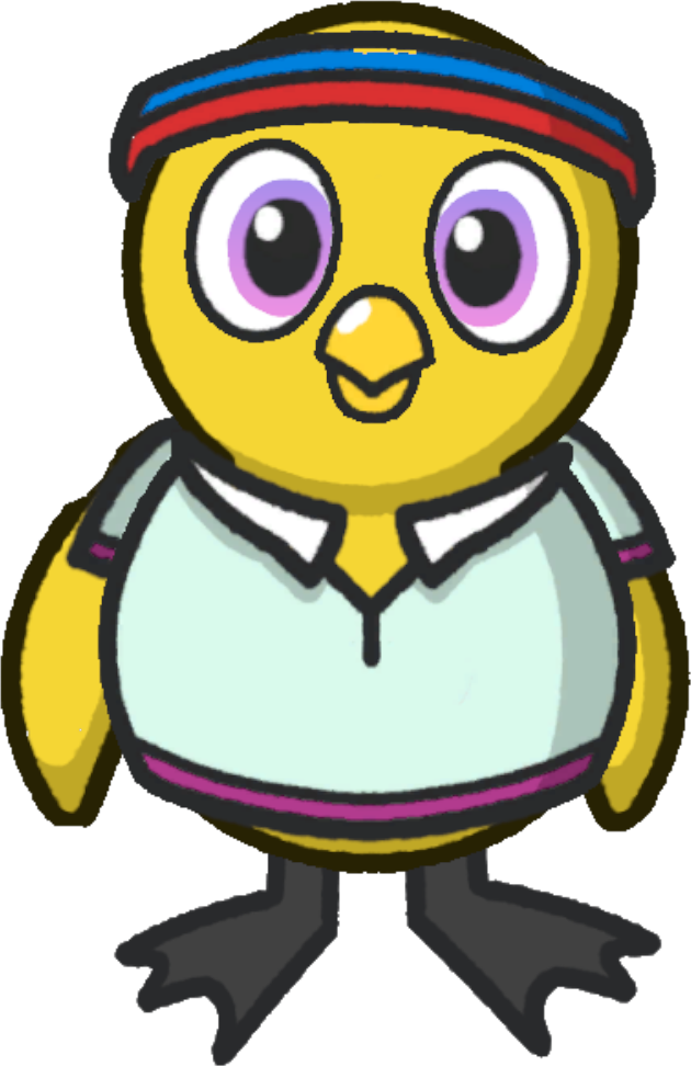 Front view of a yellow duck wearing Tennis Outfit
