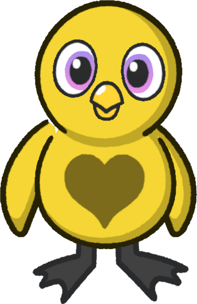 Front view of Belly Heart Tattoo on a yellow duck
