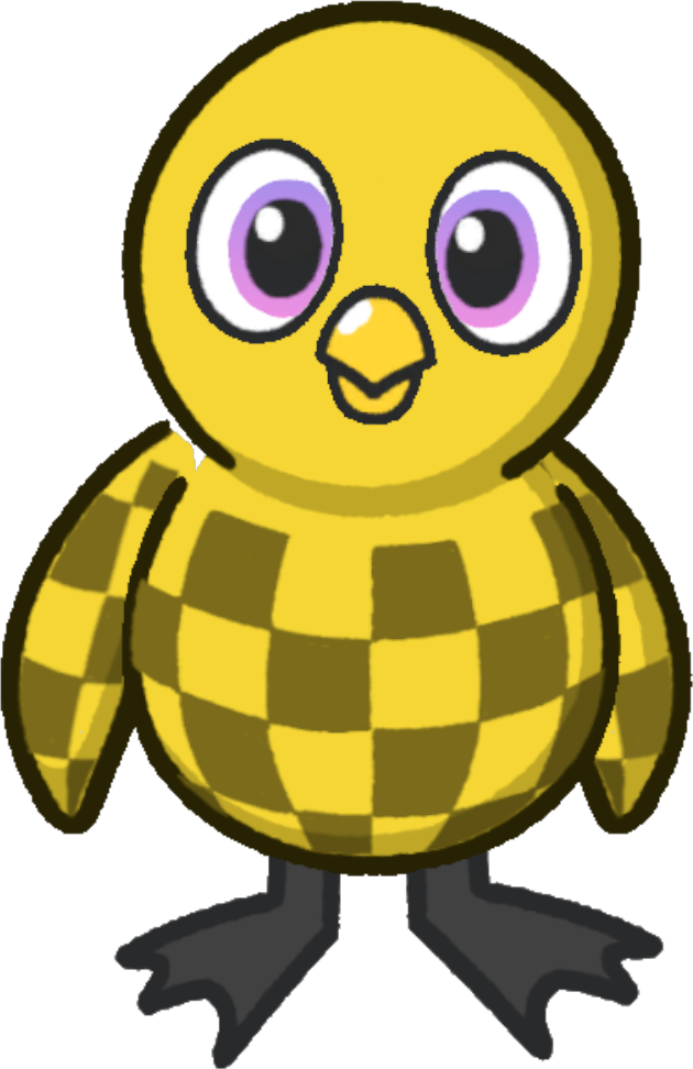 Front view of Checkered Tattoo on a yellow duck
