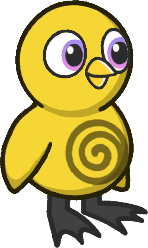 Side view of Whirl Tattoo on a yellow duck