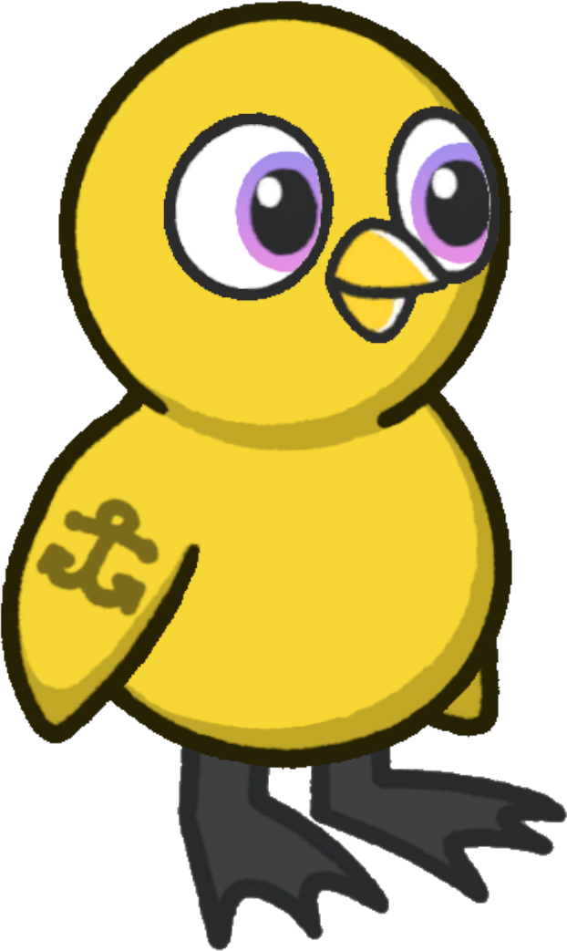 Side view of Anchor Tattoo on a yellow duck
