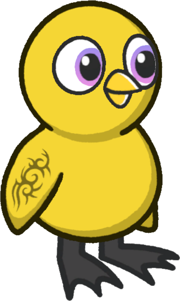 Side view of Tribal Tattoo on a yellow duck